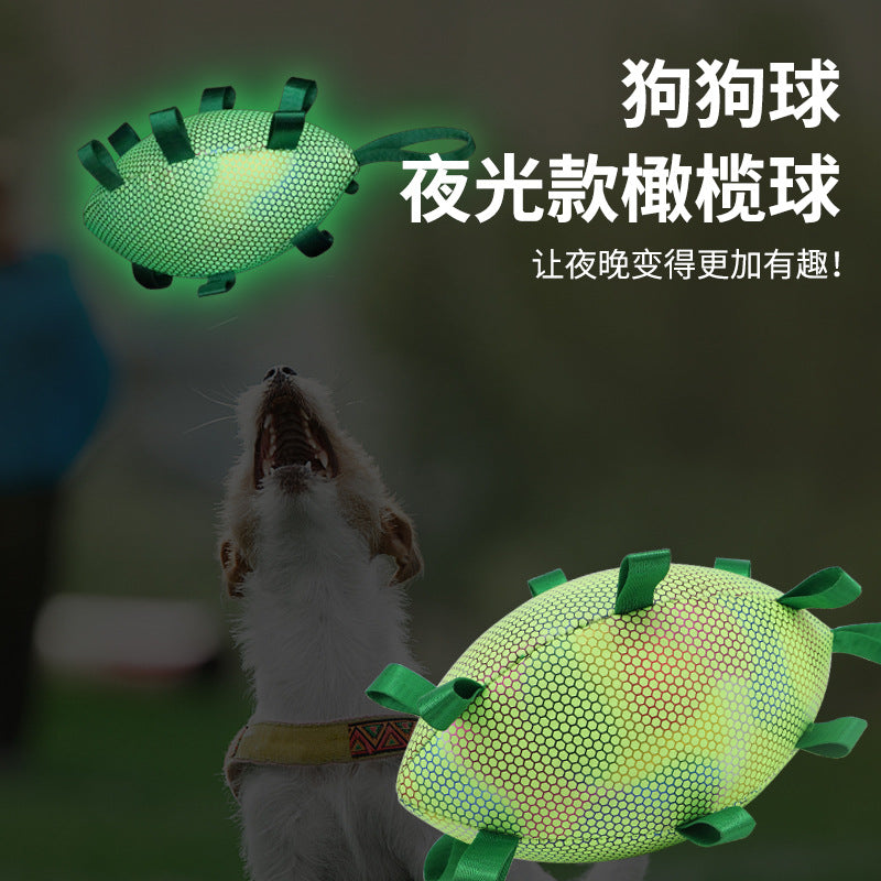Pet dog resistant to grinding teeth to relieve boredom luminous reflective football toy interactive to relieve boredom throwing pet ball wholesale